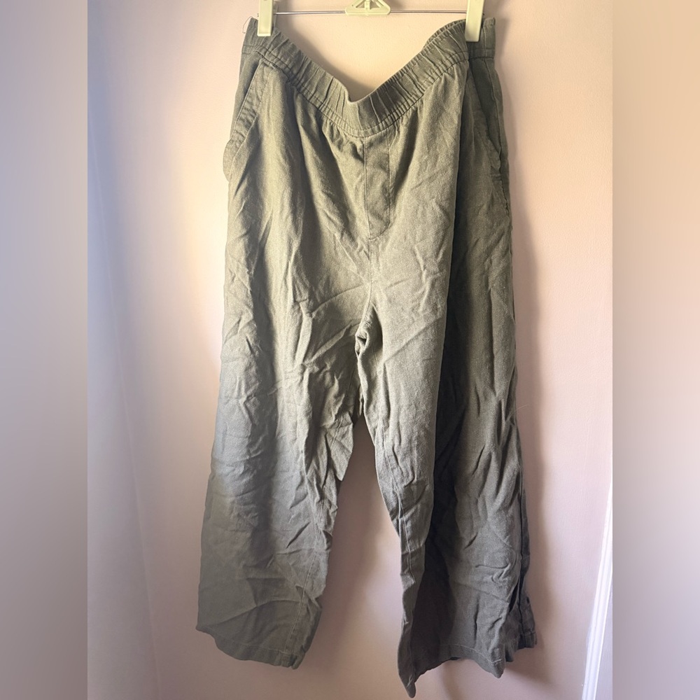 Old Navy Olive Green Wide-Leg Cotton Pants